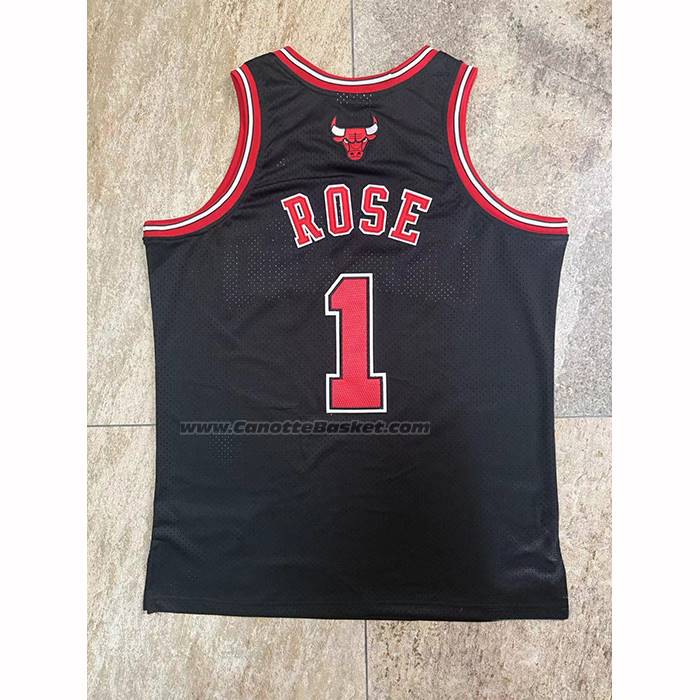 Maglia Chicago Bulls Derrick Rose No 1 Mitchell & Ness 2008-09 Nero